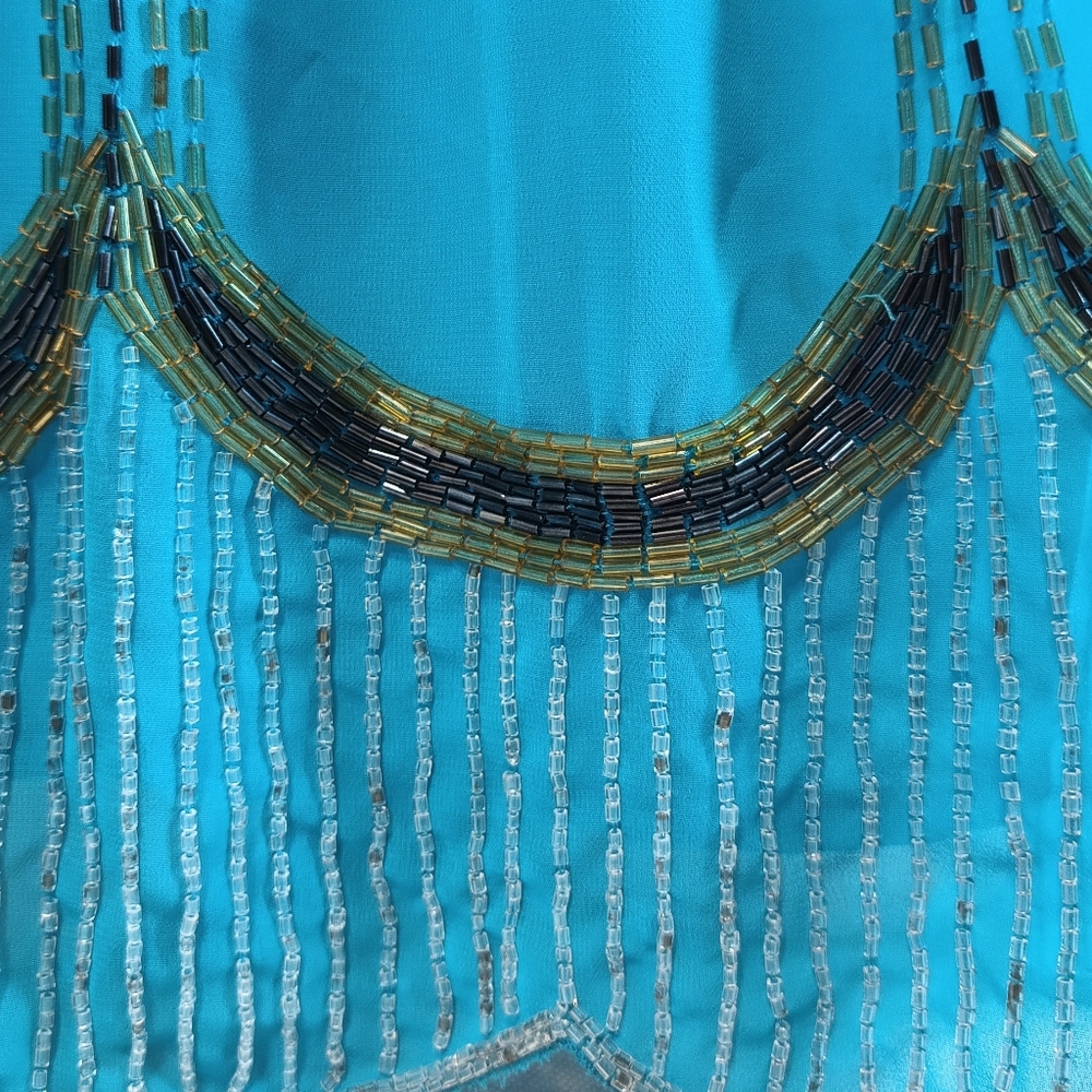 Little Mistress Beaded Embroidered 1920s Inspired Sleeveless Blouse - Picture 9 of 11
